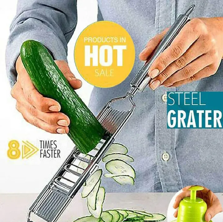 Picture of Multi-purpose Slicer Cuts Stainless Steel Grater Peeler Set Cheese Grater Cabbage Shredder Kitchen Tool For Kitchen-Silver