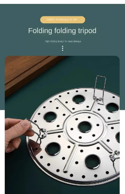 Picture of 18cm Round Stainless Steel Steamer with Water Separation Design for Cooking Steamed Foods,Egg Boiler, Detachable Egg Steaming Rack Included-The Asia Express-Silver