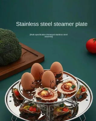 Picture of 18cm Round Stainless Steel Steamer with Water Separation Design for Cooking Steamed Foods,Egg Boiler, Detachable Egg Steaming Rack Included-The Asia Express-Silver