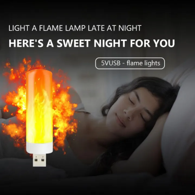 Picture of LED USB Atmosphere Light Flame Flashing Candle Lights Book Lamp for Power Bank Camping Lighting Cigarette Lighter Effect Light-Asia Express-Multicolor