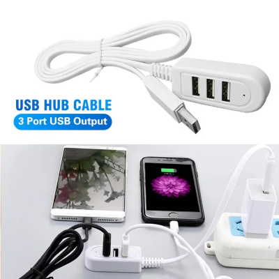 Picture of 3 Port USB Hub Extend Cable 1.2m USB 2.0 Splitter Wire Data Transfer Device Charging USB Adapter Laptop PC Computer USB Extender-Multicolor