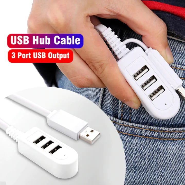 Picture of 3 Port USB Hub Extend Cable 1.2m USB 2.0 Splitter Wire Data Transfer Device Charging USB Adapter Laptop PC Computer USB Extender-Multicolor