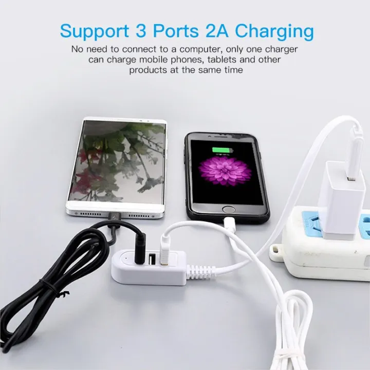 Picture of 3 Port USB Hub Extend Cable 1.2m USB 2.0 Splitter Wire Data Transfer Device Charging USB Adapter Laptop PC Computer USB Extender-Multicolor