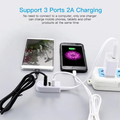 Picture of 3 Port USB Hub Extend Cable 1.2m USB 2.0 Splitter Wire Data Transfer Device Charging USB Adapter Laptop PC Computer USB Extender-Multicolor