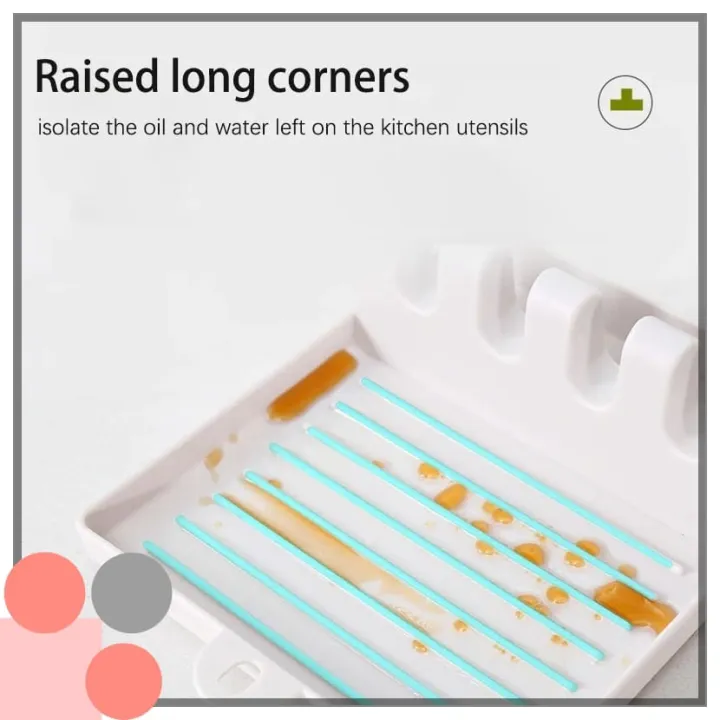 Picture of Kitchen Spoon Holder Slots Cooking Utensil Storage Rack Silicone Spoon Rests Mat Stand Heat Resistant Cooking Spatula Holder Tray Kitchen Gadgets,Multifunctional Kitchen Storage Rack ! Piece of 1-Multicolor