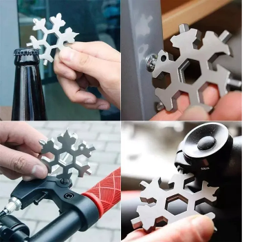 Picture of 18 In 1 Snowflake Snow Wrench Tool Spanner Hex Wrench Multifunction Camping Outdoor Survive Tools Bottle Opener Screwdriver-Multicolor