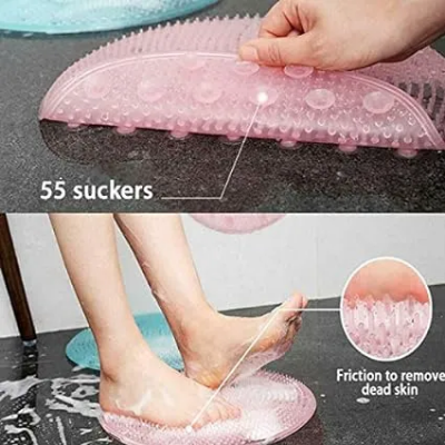 Picture of Bathroom Non-Slip Silicone Pad Household Bath Foot Pad Multifunctional Massage Mat Bath Back Massage Pad Cleaning Supplies Brush-Multicolor