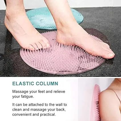 Picture of Bathroom Non-Slip Silicone Pad Household Bath Foot Pad Multifunctional Massage Mat Bath Back Massage Pad Cleaning Supplies Brush-Multicolor