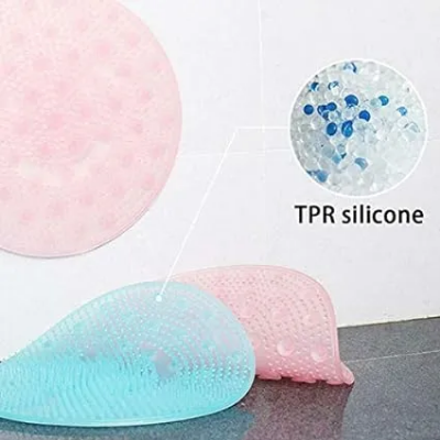 Picture of Bathroom Non-Slip Silicone Pad Household Bath Foot Pad Multifunctional Massage Mat Bath Back Massage Pad Cleaning Supplies Brush-Multicolor