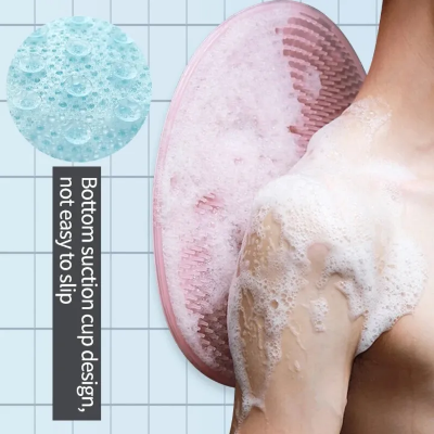 Picture of Bathroom Non-Slip Silicone Pad Household Bath Foot Pad Multifunctional Massage Mat Bath Back Massage Pad Cleaning Supplies Brush-Multicolor