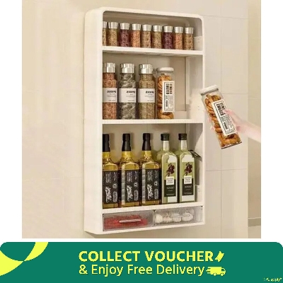 Picture of 4 Layer Wall Mounted Storage Rack Kitchen Bathroom Shelf Seasoning Bottle Cosmetics Organizer-Black