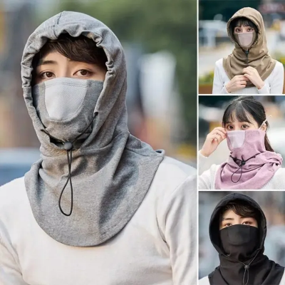 Picture of Windproof Cycling Face Cover With Hat For Winter Bike Hooded Mask With Neck Warmer-Multicolor