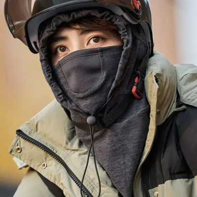 Picture of Windproof Cycling Face Cover With Hat For Winter Bike Hooded Mask With Neck Warmer-Multicolor