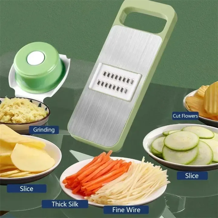 Picture of Kitchen Manual Vegetable Slicer Stainless Steel Vegetable Slicer Shredder Cutter Potato Shredders Garlic Carrot Grater Chopper-The Asia Express-Multicolor