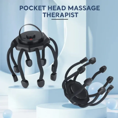 Picture of Electric Head Massager Octopus Massager 20 Contracts 5 Modes Scalp Massager 2 Extra Long Contract Red Light Therapy Device-Black