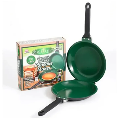 Picture of Double Sided Frying Pan Green Nonstick Stir Frying Pan with Ceramic Coating Pancake Maker Cake Maker Home Kitchen Cookware-The Asia Express-Green