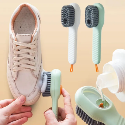 Picture of Multifunctional Shoe Brushes With Soap Dispenser Long Handle Brush Cleaner For Clothes Shoes Household Laundry Cleaning Brush-Multicolor