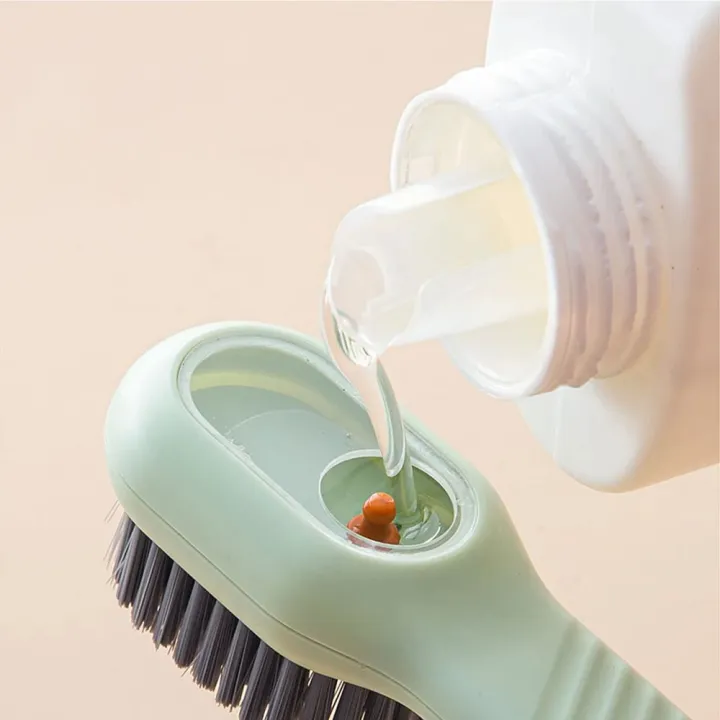 Picture of Multifunctional Shoe Brushes With Soap Dispenser Long Handle Brush Cleaner For Clothes Shoes Household Laundry Cleaning Brush-Multicolor