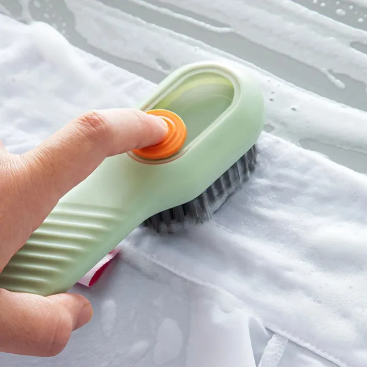 Picture of Multifunctional Shoe Brushes With Soap Dispenser Long Handle Brush Cleaner For Clothes Shoes Household Laundry Cleaning Brush-Multicolor
