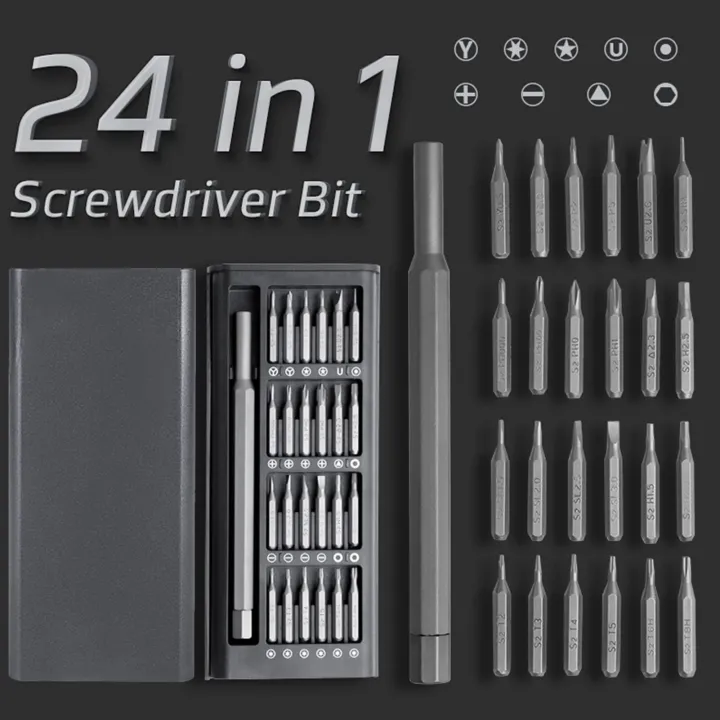 Picture of 24 in 1 Multifunctional Screwdriver Tool Set For Mobile Phone, Computer, Electronic Product repair, Camera Maintenance and Disassembly_The Asia Express-Black