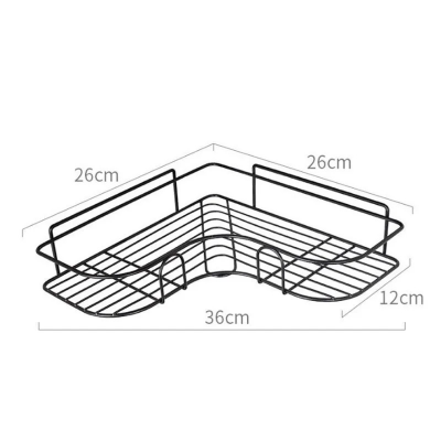 Picture of Bathroom Corner Storage Shelves Wall Mounted Rack Shampoo Holder Iron Shower Drain Basket Punch-Free Organizer_The Asia Express-Black