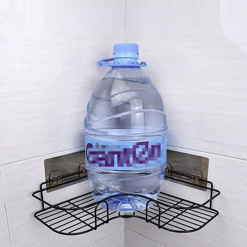Picture of Bathroom Corner Storage Shelves Wall Mounted Rack Shampoo Holder Iron Shower Drain Basket Punch-Free Organizer_The Asia Express-Black