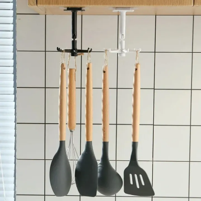 Picture of Kitchen Hook Multi-Purpose Hooks 360 Degrees Rotated Rotatable Rack For Organizer And Storage Spoon Hanger For Kitchen Gadgets_The Asia Express-Multicolor