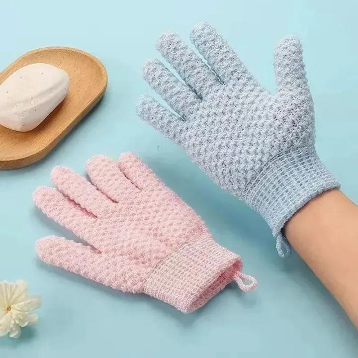 Picture of 1/2 pcs Pack Of Five Finger Bath Gloves Creative Home Body Massage Sponge Lazy Bath Gloves Deodorant Massage Elastic Bath Scrub Mud_The Asia Express-1pcs