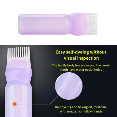 Picture of 160ml Multicolor Plastic Hair Dye Refillable Bottle Applicator Oil Comb Dispensing Salon Hair Coloring Hairdressing Styling Tool_The Asia Express-Multicolor