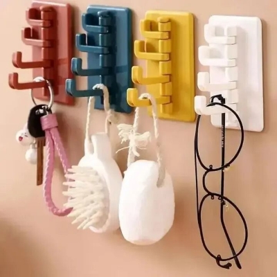 Picture of 1PC Self Adhesive Wall Hook Strong Without Drilling Coat Bag Bathroom Door Kitchen Towel Hanger Hooks Home Storage Accessories-The Asia Express-Multicolor