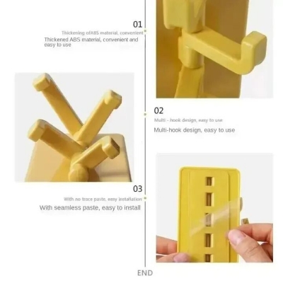 Picture of 1PC Self Adhesive Wall Hook Strong Without Drilling Coat Bag Bathroom Door Kitchen Towel Hanger Hooks Home Storage Accessories-The Asia Express-Multicolor
