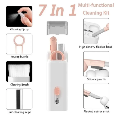 Picture of Keyboard Cleaning Tool Portable Multifunctional Cleaning brush Tool Electronics 7 in 1 Earbud keyboard laptop Cleaning Pen cleaner Kit-The Asia Express-Multicolor