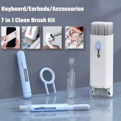 Picture of Keyboard Cleaning Tool Portable Multifunctional Cleaning brush Tool Electronics 7 in 1 Earbud keyboard laptop Cleaning Pen cleaner Kit-The Asia Express-Multicolor