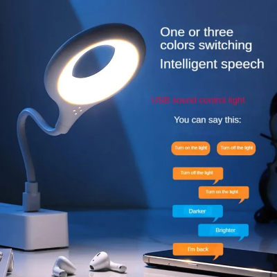 Picture of Portable LED Book Light USB Flexo Led Desk Lamp Intelligent Voice Reading Lamp For Computer PC Laptop Ring Eye Care Lighting-The Asia Express-Multicolor