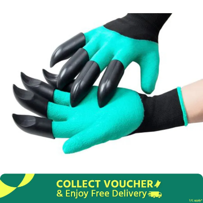 Picture of 1Pair Garden Gloves With Claws ABS Plastic Garden Rubber Gloves Gardening Digging Planting Durable Waterproof Work Glove Outdoor_The Asia Express-Green