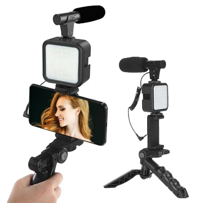 Picture of Ay-49 Smartphone Vlogging Kit Wireless Control Photography Fill Light With Tripod Stand Microphone For Tiktok Youtube Conference - Ring Light-The Asia Express-Black