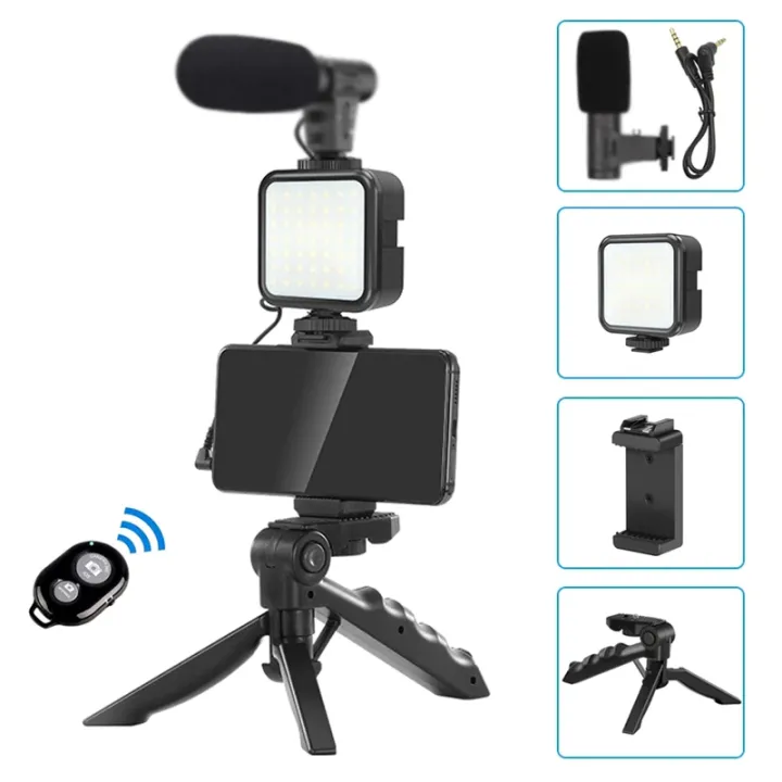 Picture of Ay-49 Smartphone Vlogging Kit Wireless Control Photography Fill Light With Tripod Stand Microphone For Tiktok Youtube Conference - Ring Light-The Asia Express-Black