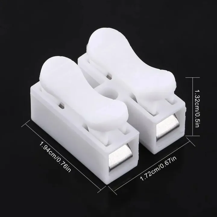 Picture of 26 Pcs CH2 Spring Quick Wire Connector Cable Clamp Terminal Block LED Strip Light Replace Electrical Tape Cable Clamp-The Asia Express-White