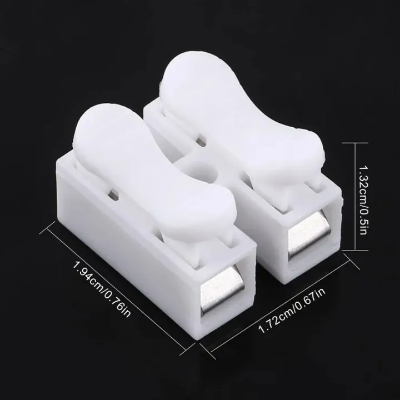 Picture of 26 Pcs CH2 Spring Quick Wire Connector Cable Clamp Terminal Block LED Strip Light Replace Electrical Tape Cable Clamp-The Asia Express-White