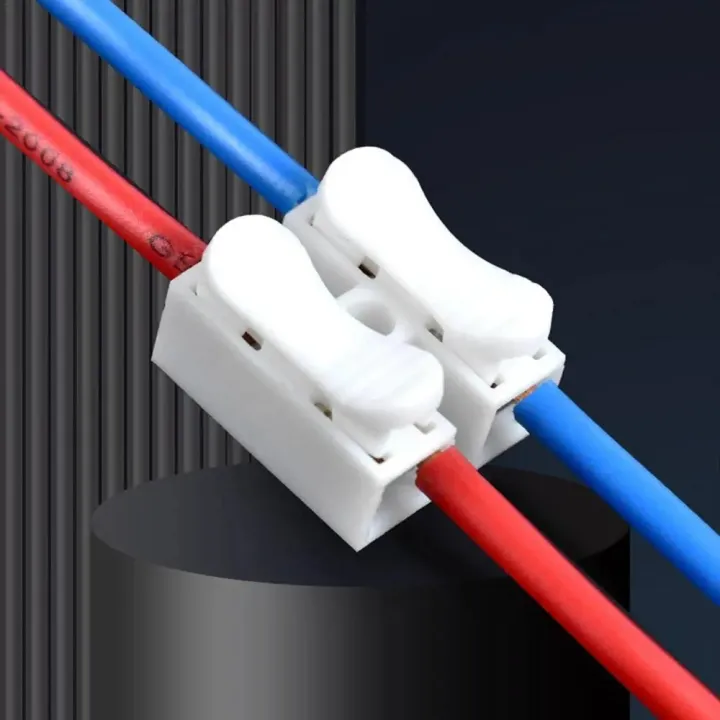 Picture of 26 Pcs CH2 Spring Quick Wire Connector Cable Clamp Terminal Block LED Strip Light Replace Electrical Tape Cable Clamp-The Asia Express-White