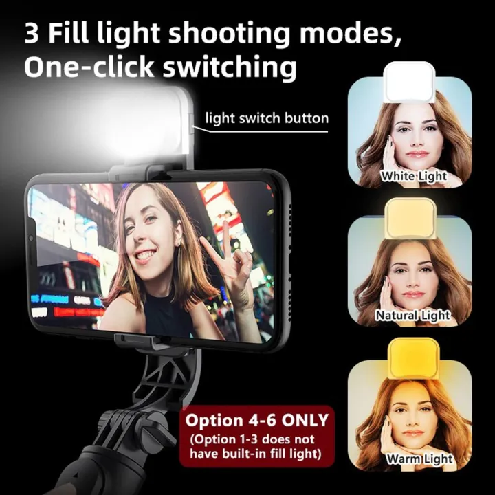 Picture of 20S Selfie Stick Foldable Mini Tripod with Fill Light Bluetooth Remote Shutter Retractable Rod for Phone-The Asia Express-Multicolor