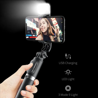 Picture of 20S Selfie Stick Foldable Mini Tripod with Fill Light Bluetooth Remote Shutter Retractable Rod for Phone-The Asia Express-Multicolor