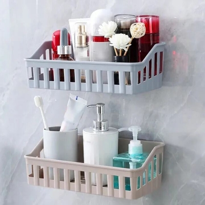 Picture of Bathroom Shelf Wall Mounted Storage Basket Punch Free Storage Rack Shower Organizer Kitchen Storage Holder-The asia Express-Multicolor