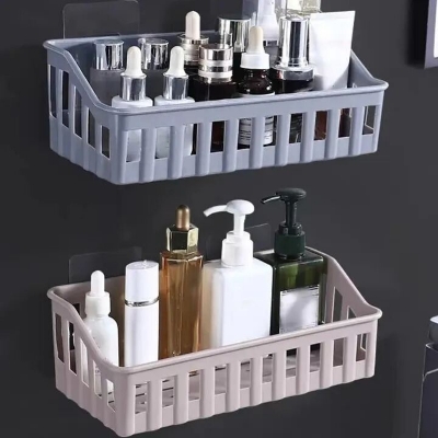 Picture of Bathroom Shelf Wall Mounted Storage Basket Punch Free Storage Rack Shower Organizer Kitchen Storage Holder-The asia Express-Multicolor