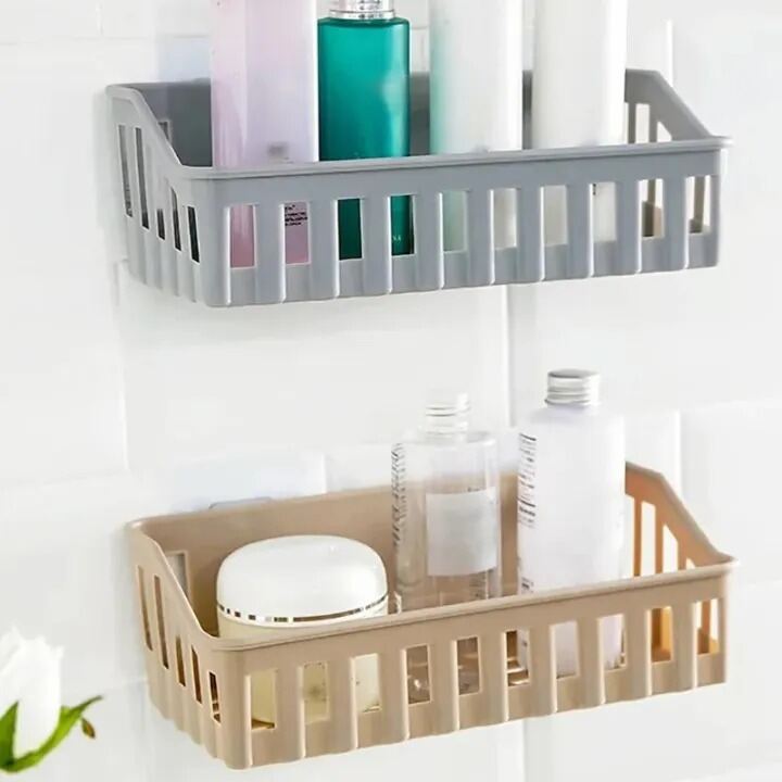 Picture of Bathroom Shelf Wall Mounted Storage Basket Punch Free Storage Rack Shower Organizer Kitchen Storage Holder-The asia Express-Multicolor
