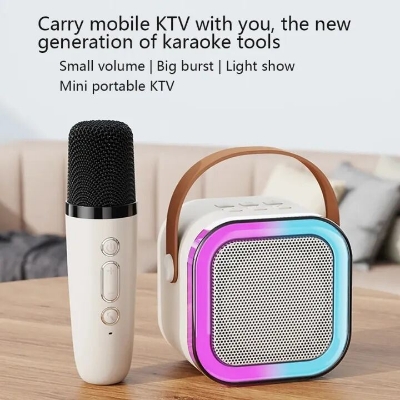 Picture of K12 Karaoke Machine Portable 5.3 Bluetooth Speaker System with 1 Wireless Microphones for Home Family Singing Children's Gifts-The Asia Express-Multicolor