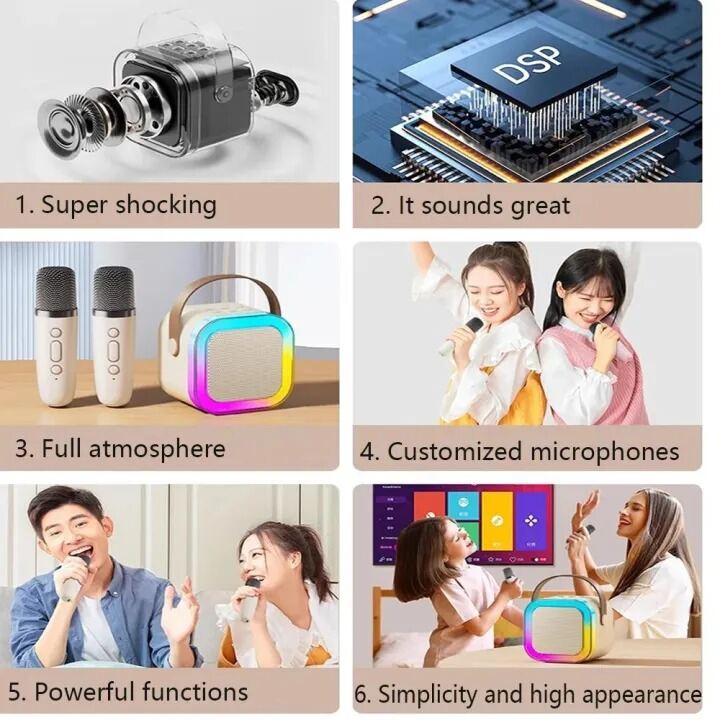 Picture of K12 Karaoke Machine Portable 5.3 Bluetooth Speaker System with 1 Wireless Microphones for Home Family Singing Children's Gifts-The Asia Express-Multicolor