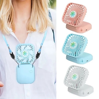 Picture of Portable Hanging Neck Mini Fans Rechargeable USB Folding Fan Mute Handheld Desktop Multi Function Three Speed Charge Fan-Multicolor-The Asia Express-Multicolor