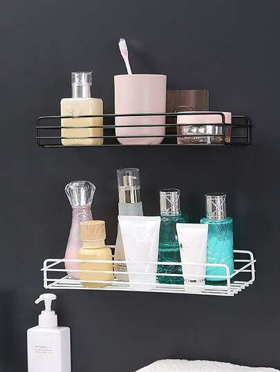 Picture of Punch-Free Bathroom Rack Wall-Mounted Storage For Bathroom Shampoo Cosmetic Seasoning Storage Rack Bathroom Kitchen Accessories-The Asia Express-Black