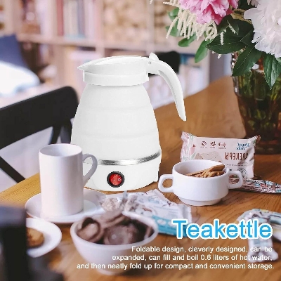 Picture of 600mlTravel Household Folding Kettle Silicone304 Stainless Steel Portable KettleCompression Foldable Leakproof KitchenAppliances-The Asia Express-White